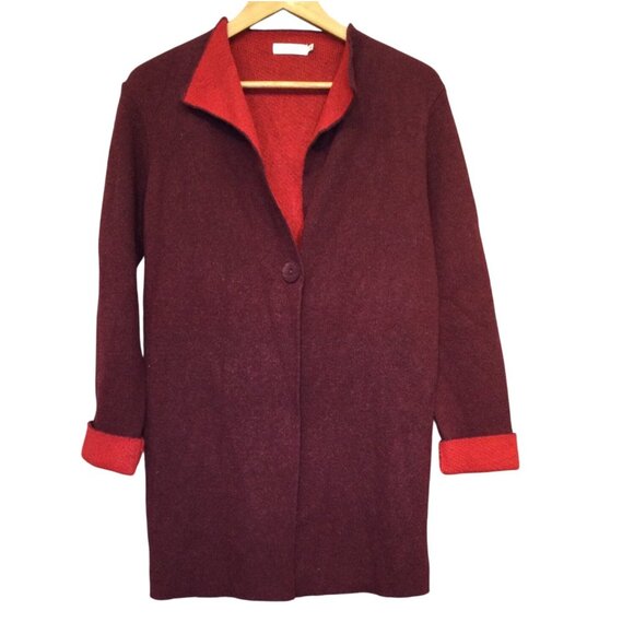Aida A Ida Italian Wool Blend Womens Cardigan Jacket Size S Two Tone Red - Picture 1 of 7